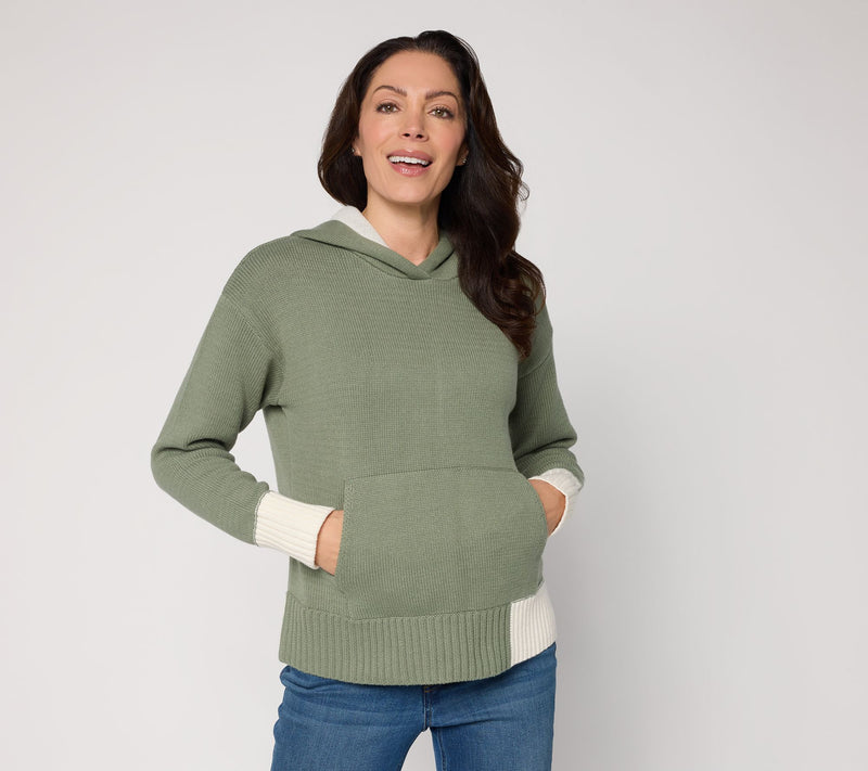 Peace Love World Color Block Hooded Sweater — View 14