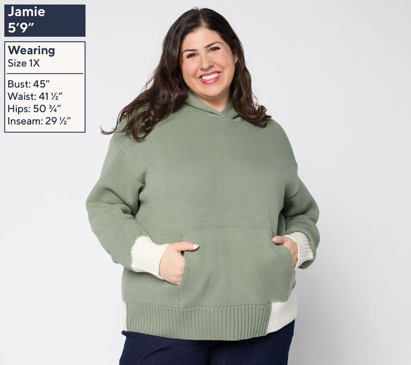 Peace Love World Color Block Hooded Sweater — View 2