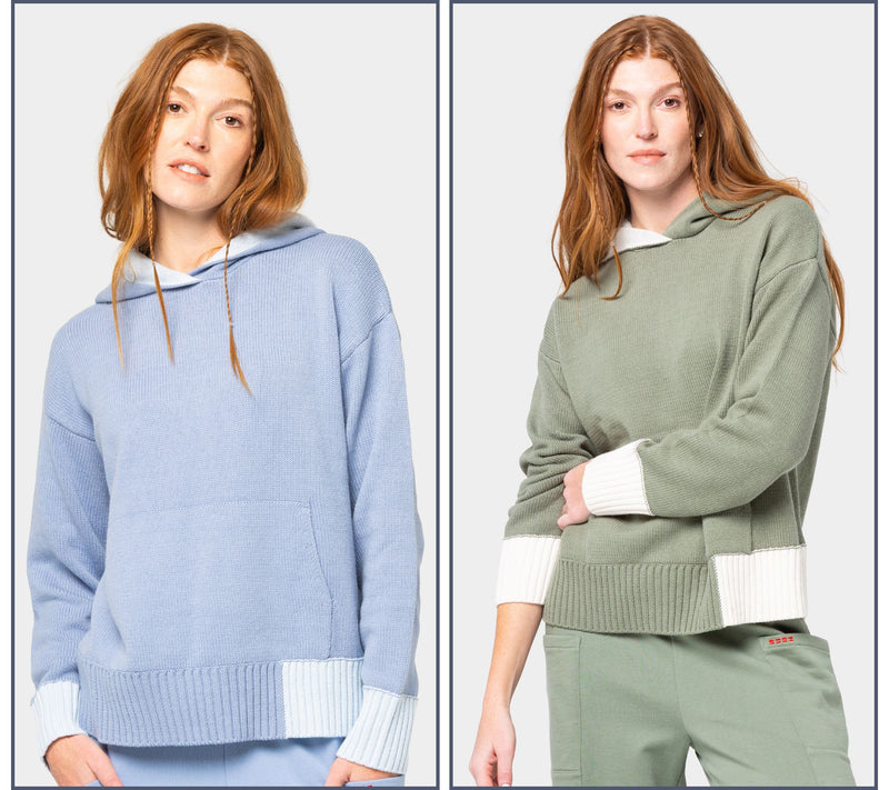 Peace Love World Color Block Hooded Sweater — View 7