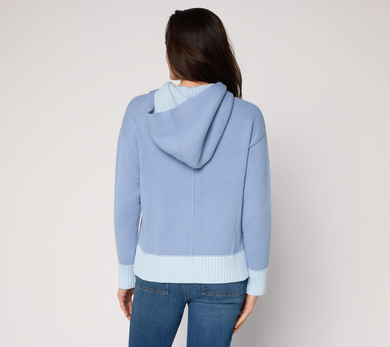Peace Love World Color Block Hooded Sweater — View 4