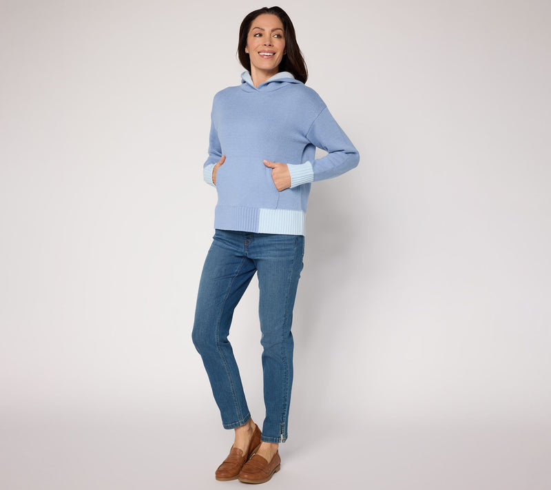 Peace Love World Color Block Hooded Sweater — View 5