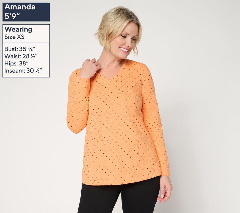 Denim & Co. Active Printed French Terry V-Neck Top — View 3