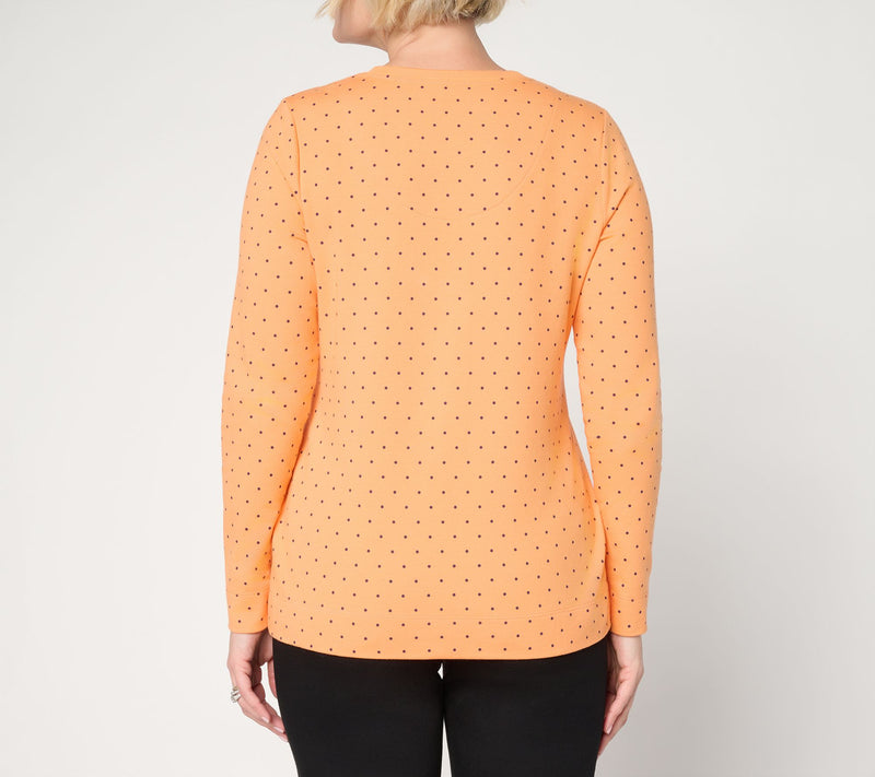 Denim & Co. Active Printed French Terry V-Neck Top — View 4