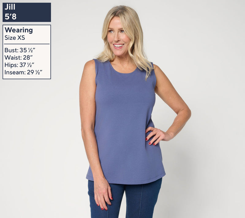Denim & Co. Essentials Perfect Jersey Round Neck Tank Top — View 2