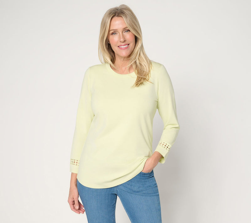 Denim & Co. Petite So Soft Jersey Bracelet Sleeve Round Neck Top — View 7
