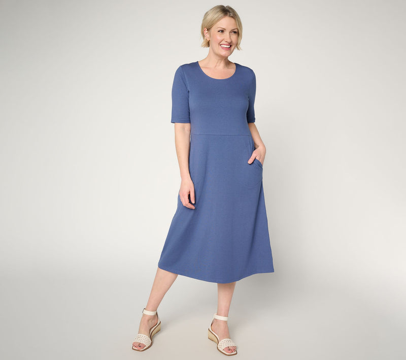 Denim & Co. Regular So Soft Jersey Elbow Sleeve Midi Dress — View 11