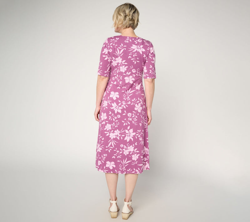 Denim & Co. Regular So Soft Jersey Elbow Sleeve Midi Dress — View 4