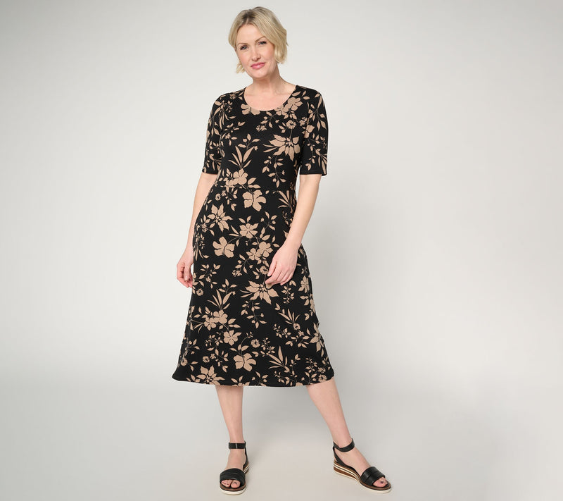 Denim & Co. Regular So Soft Jersey Elbow Sleeve Midi Dress — View 13
