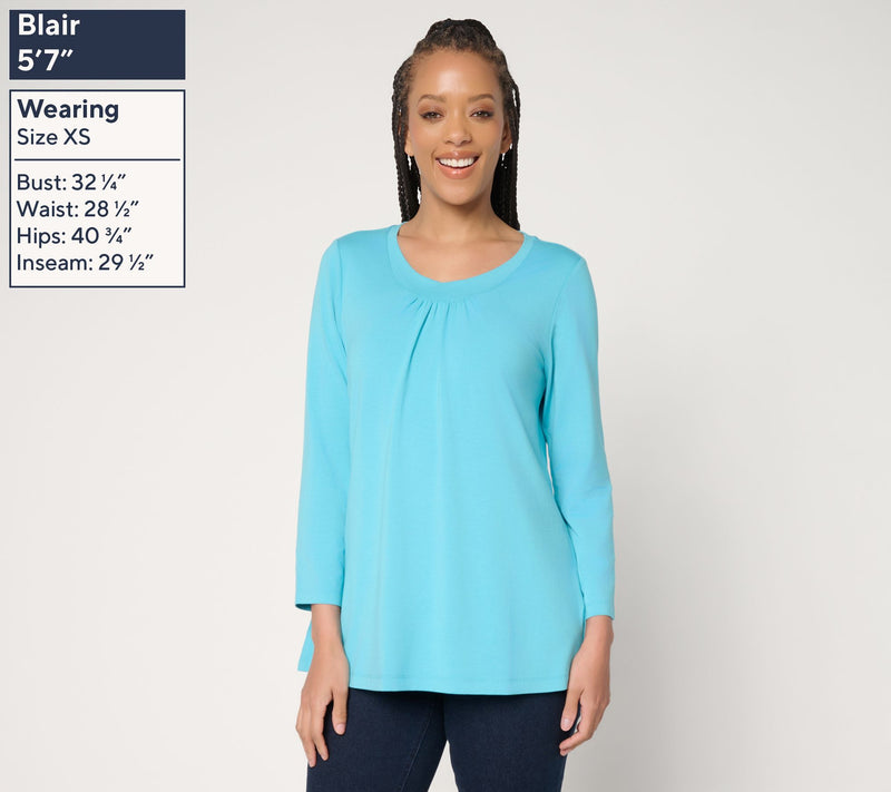 Denim & Co. Essentials So Soft Jersey Bracelet Sleeve Swing Top — View 3