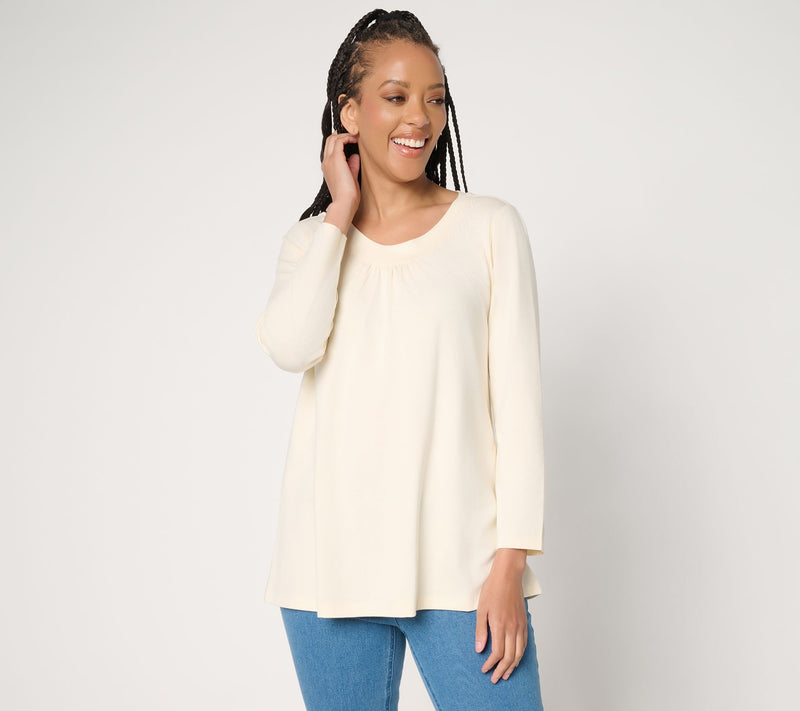 Denim & Co. Essentials So Soft Jersey Bracelet Sleeve Swing Top — View 14