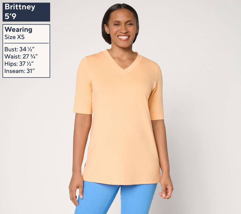 Denim & Co. Essentials Regular So Soft Jersey V-Neck Tunic — View 3