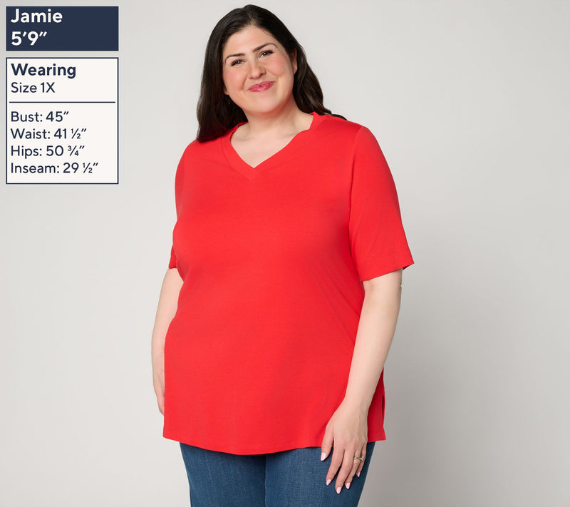 Denim & Co. Essentials Regular So Soft Jersey V-Neck Tunic — View 2