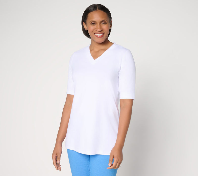Denim & Co. Essentials Petite So Soft Jersey V-Neck Tunic — View 11