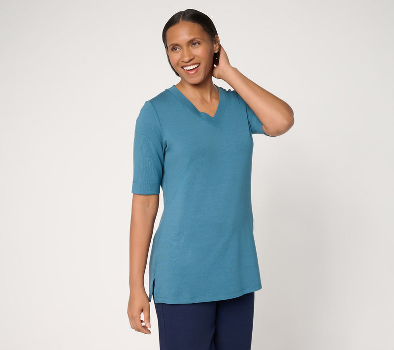 Denim & Co. Essentials Petite So Soft Jersey V-Neck Tunic — View 12