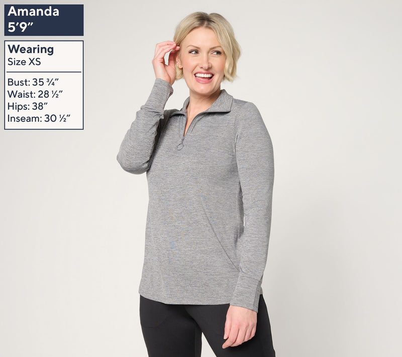 Denim & Co. Active Cool to the Touch Half Zip Top — View 3