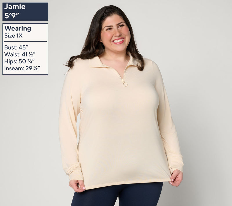 Denim & Co. Active Cool to the Touch Half Zip Top — View 2