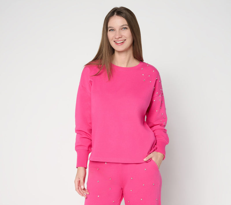 Mally Roncal French Terry Jeweled Sweatshirt — Main view