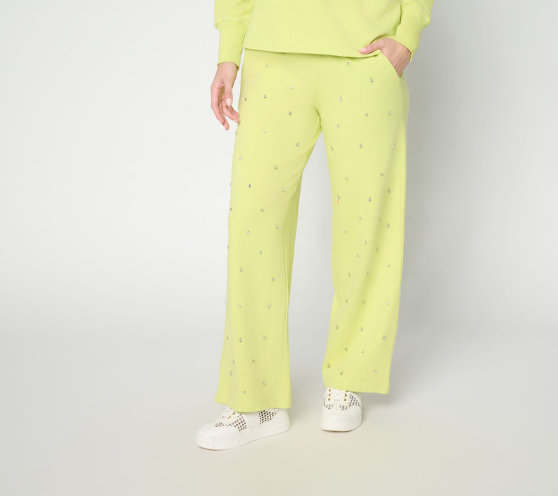 Mally Roncal Regular French Terry Jeweled Wide Leg Pants — View 11