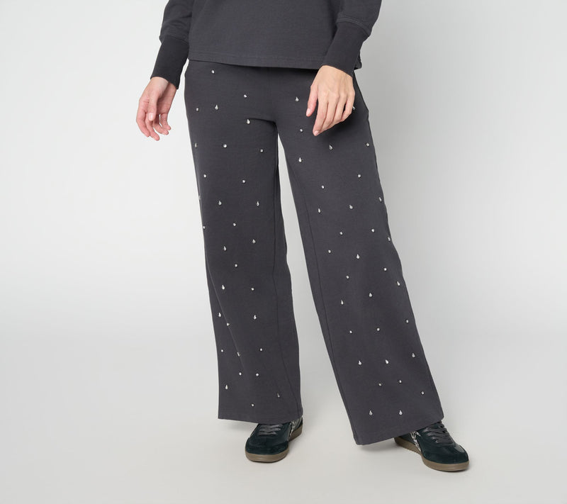 Mally Roncal Regular French Terry Jeweled Wide Leg Pants — View 12