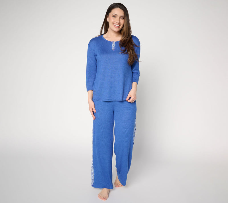 MUK LUKS 3/4 Sleeve Henley with Contrast Panel Pant — View 11