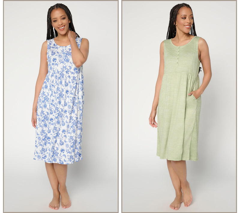 MUK LUKS Cloud Knit Set of 2 Midi Lounge Dresses — Main view