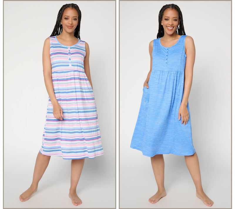 MUK LUKS Cloud Knit Set of 2 Midi Lounge Dresses — View 15