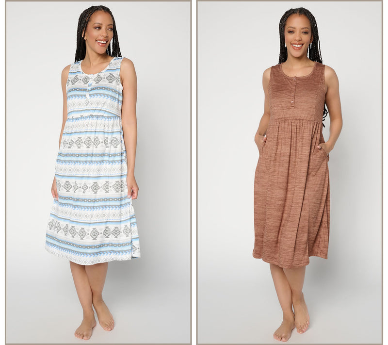 MUK LUKS Cloud Knit Set of 2 Midi Lounge Dresses — View 16