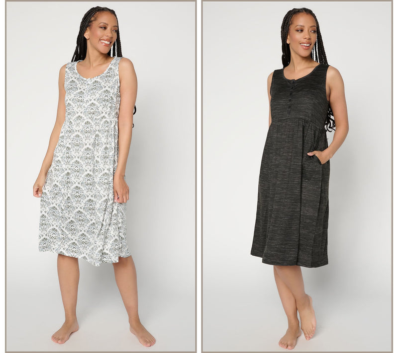 MUK LUKS Cloud Knit Set of 2 Midi Lounge Dresses — View 17
