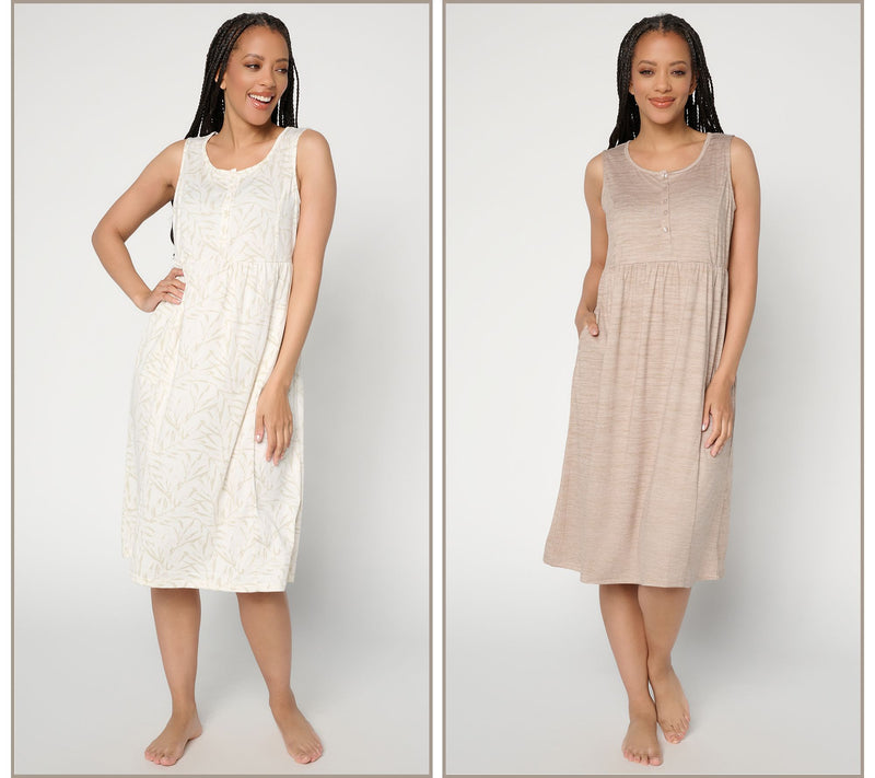 MUK LUKS Cloud Knit Set of 2 Midi Lounge Dresses — View 18