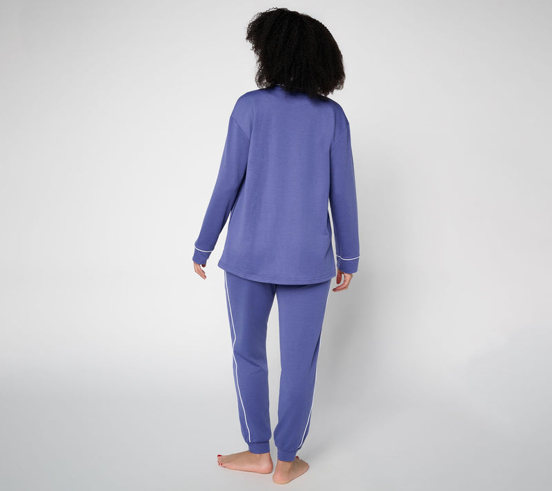 MUK LUKS French Terry Cardigan, Tank, and Jogger Lounge Set — View 3