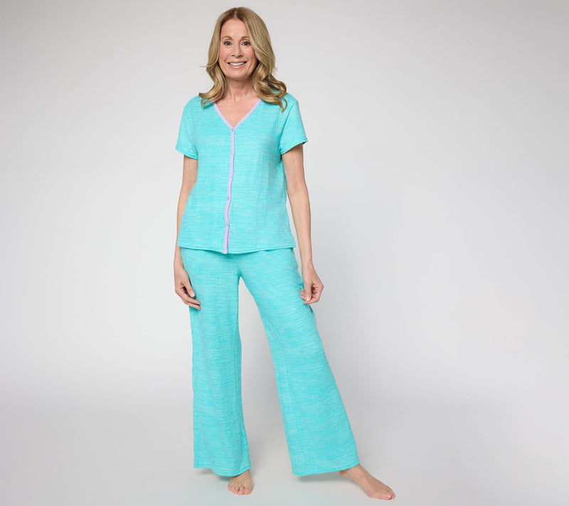 MUK LUKS Ribbed Butterknit Short Sleeve Lounge Set — Main view