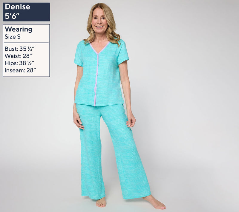MUK LUKS Ribbed Butterknit Short Sleeve Lounge Set — View 12