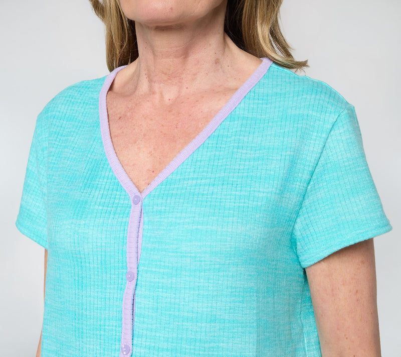MUK LUKS Ribbed Butterknit Short Sleeve Lounge Set — View 14
