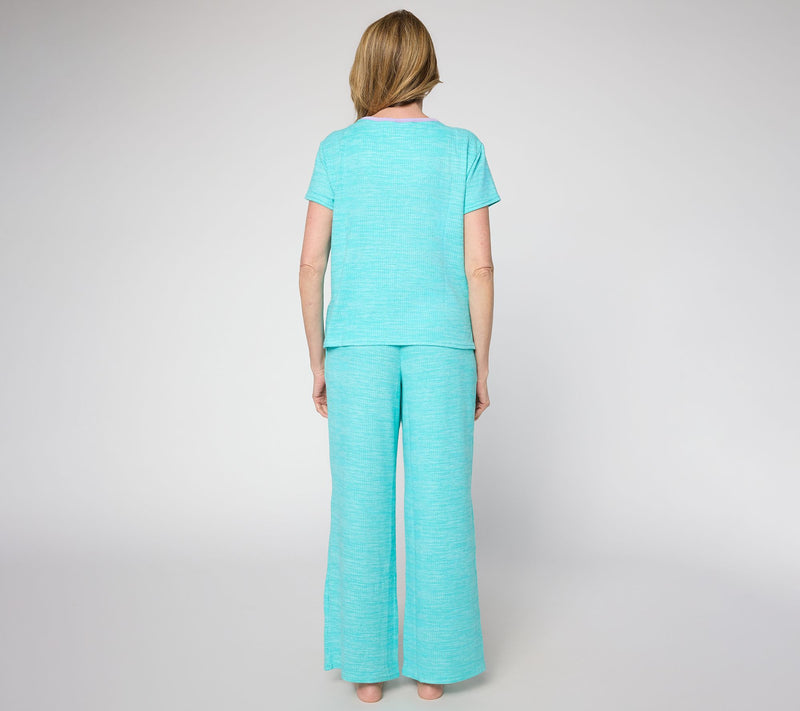 MUK LUKS Ribbed Butterknit Short Sleeve Lounge Set — View 13