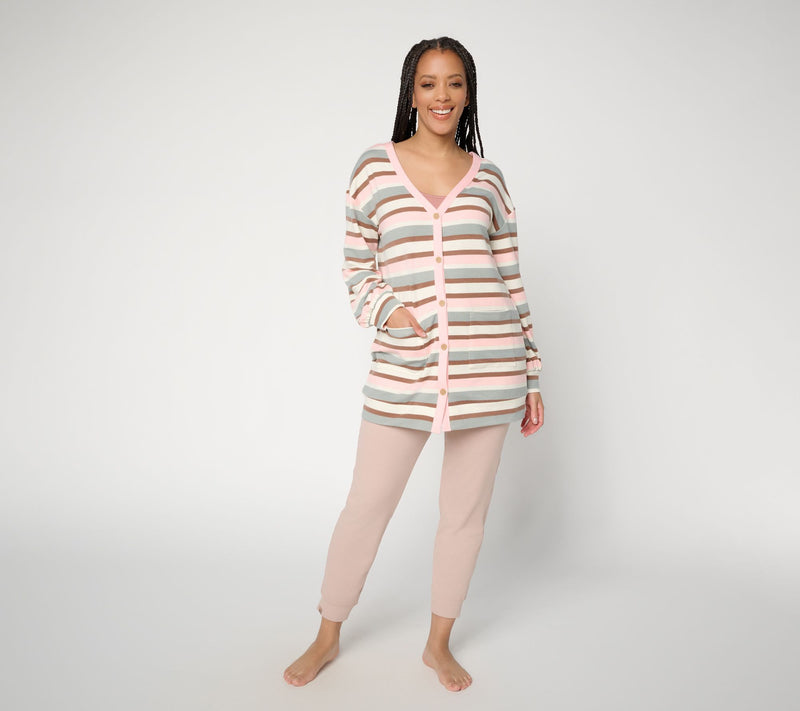 MUK LUKS French Terry Button Front Cardigan — View 13