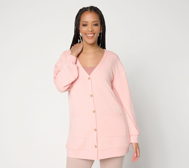 MUK LUKS French Terry Button Front Cardigan — View 9