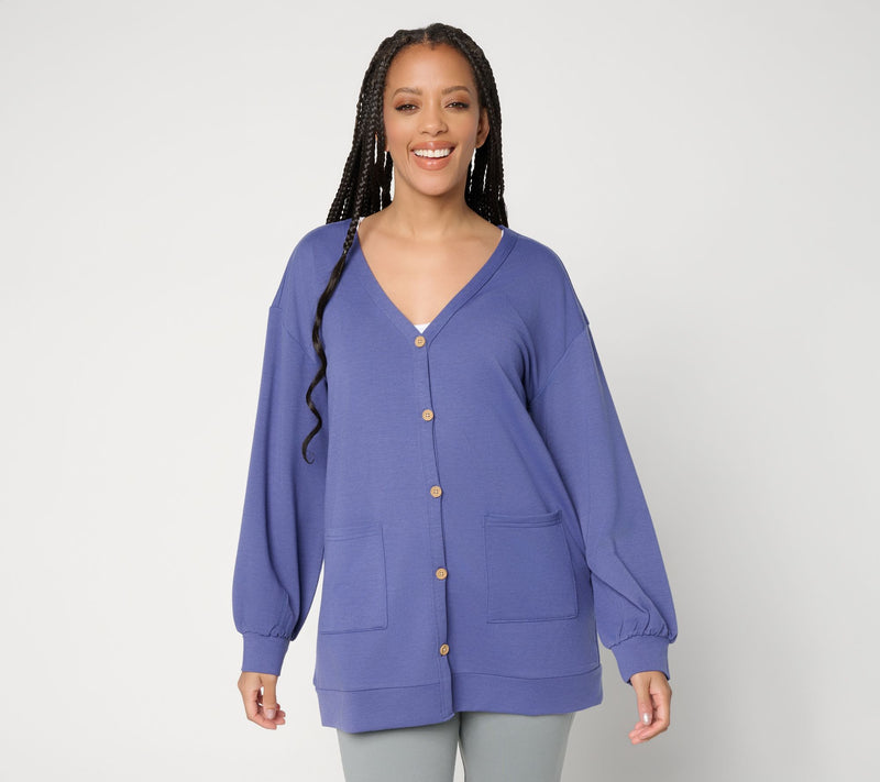 MUK LUKS French Terry Button Front Cardigan — Main view