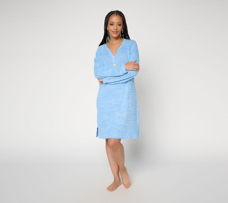 MUK LUKS Long Sleeve Button Sweater Dress — View 3