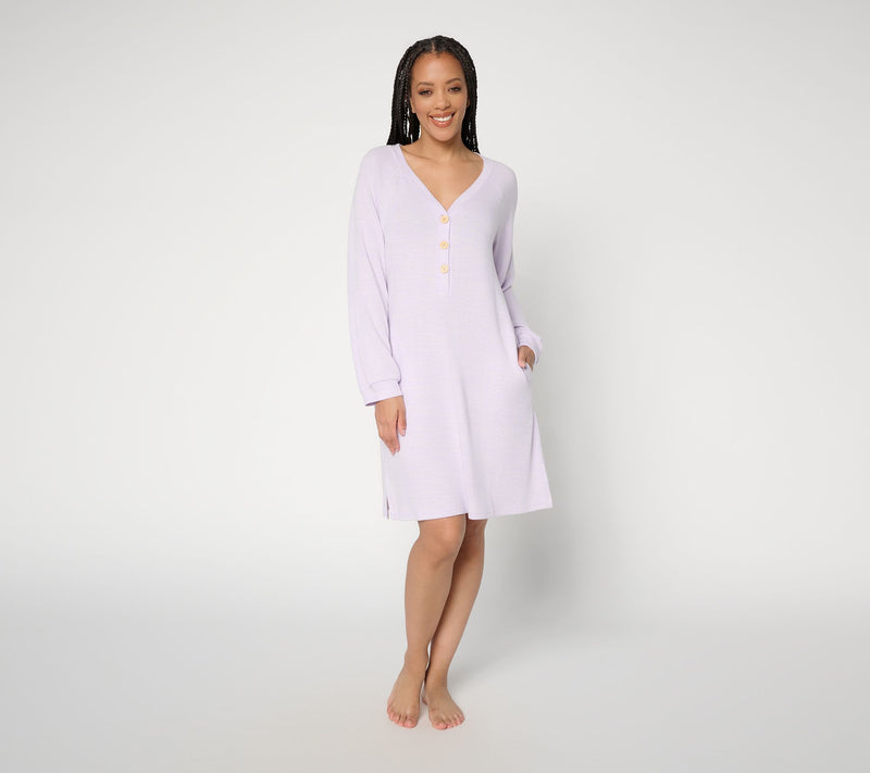MUK LUKS Long Sleeve Button Sweater Dress — View 9