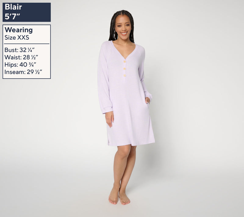 MUK LUKS Long Sleeve Button Sweater Dress — View 10
