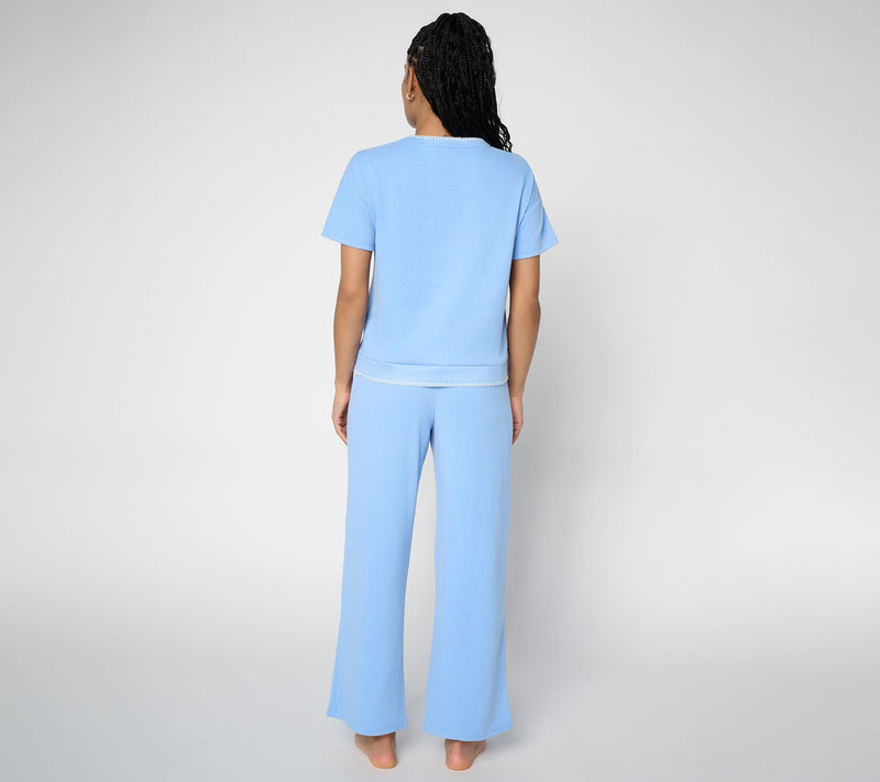 MUK LUKS Everlasting Knit Drop Shoulder Tee & Pant Lounge Set — View 3