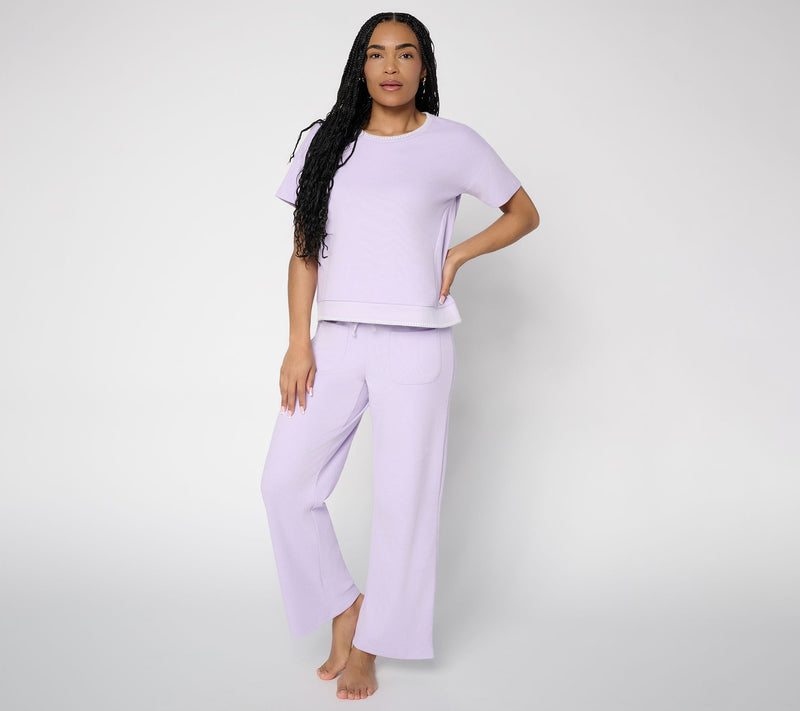 MUK LUKS Everlasting Knit Drop Shoulder Tee & Pant Lounge Set — View 13