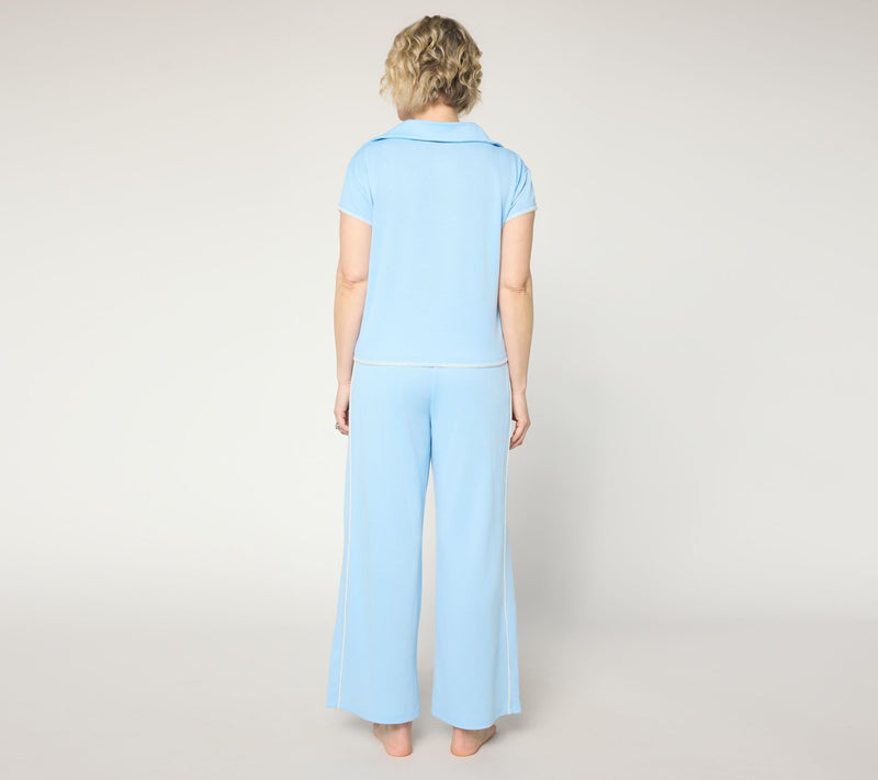 MUK LUKS French Terry Quarter Zip Short Sleeve Lounge Set — View 13