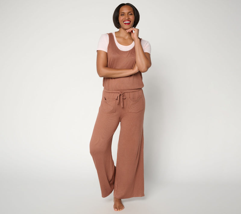 MUK LUKS Ribbed Butterknit Jumpsuit with Cloud Knit Tee — View 13