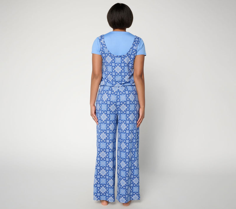 MUK LUKS Ribbed Butterknit Jumpsuit with Cloud Knit Tee — View 3