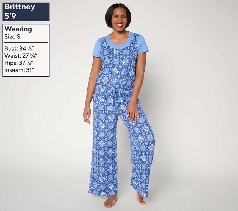 MUK LUKS Ribbed Butterknit Jumpsuit with Cloud Knit Tee — View 2