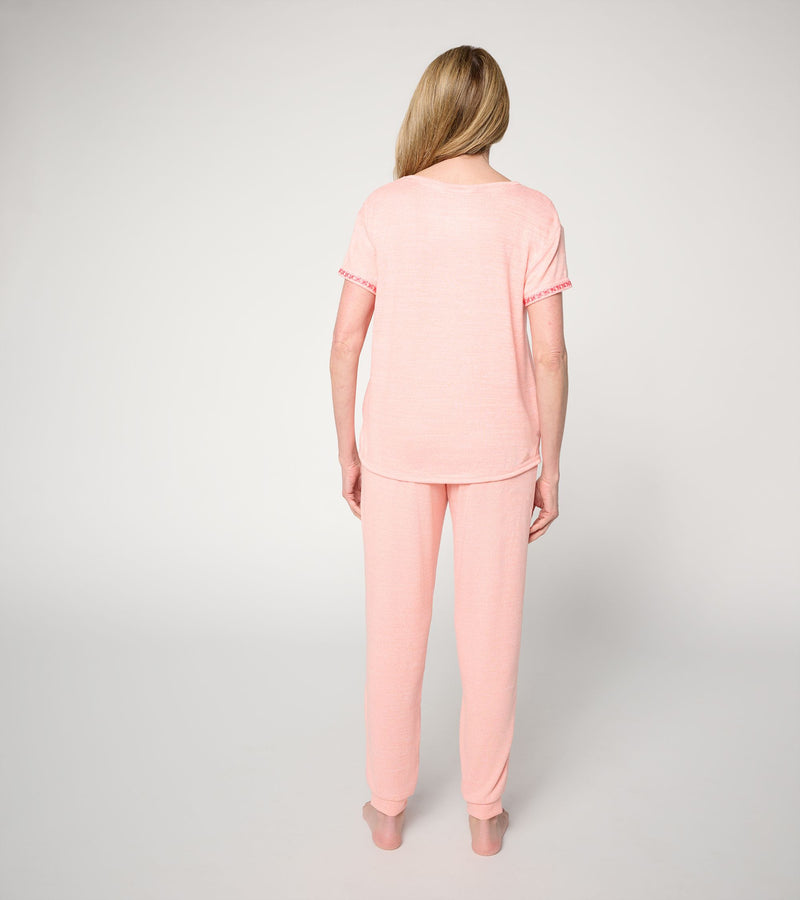 MUK LUKS Sunset Knit Rib V-Neck with Jogger Pajama Set — View 13