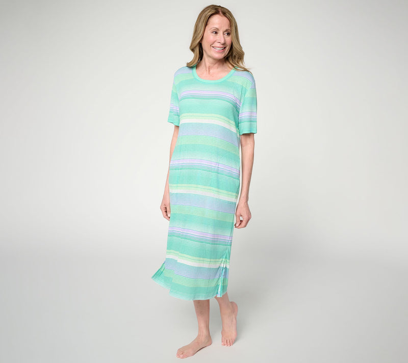 MUK LUKS Elbow Length Sleeve Skirted Dress with Pockets — Main view
