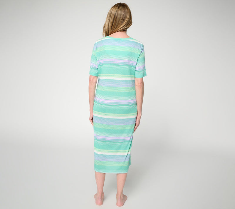 MUK LUKS Elbow Length Sleeve Skirted Dress with Pockets — View 3