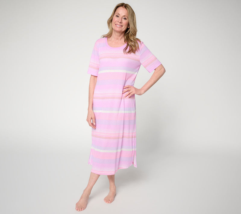 MUK LUKS Elbow Length Sleeve Skirted Dress with Pockets — View 14